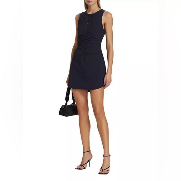 NWT Cinq A Sept Merryl Mini Blue Dress Keyhole Crepe Size 6 - Picture 7 of 17